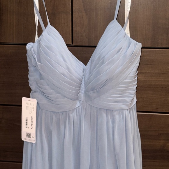 🎄⚡️ONE DAY SALE!!!! 
AZAZIE ALIA  Dusty Blue A-Line Pleated Chiffon Dress - Picture 4 of 11